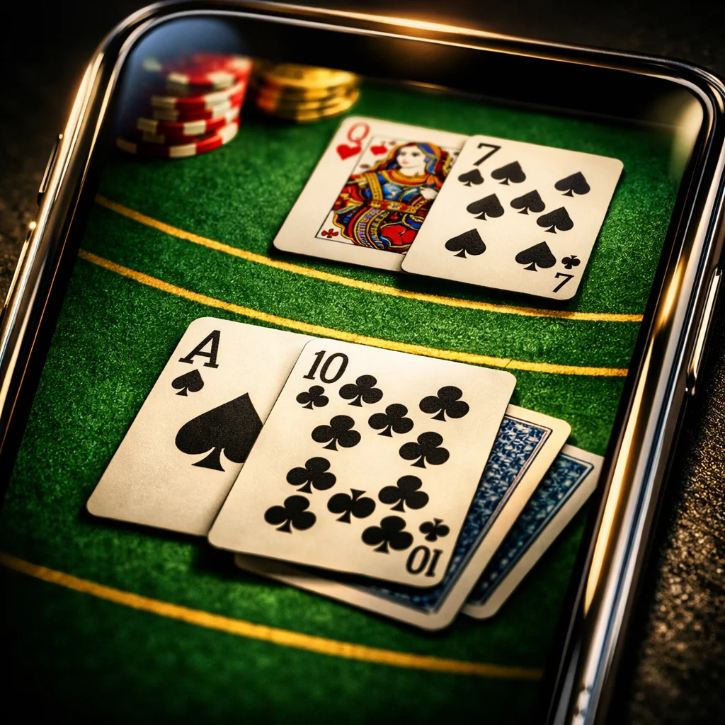 Speler geniet van mobiel casino onderweg