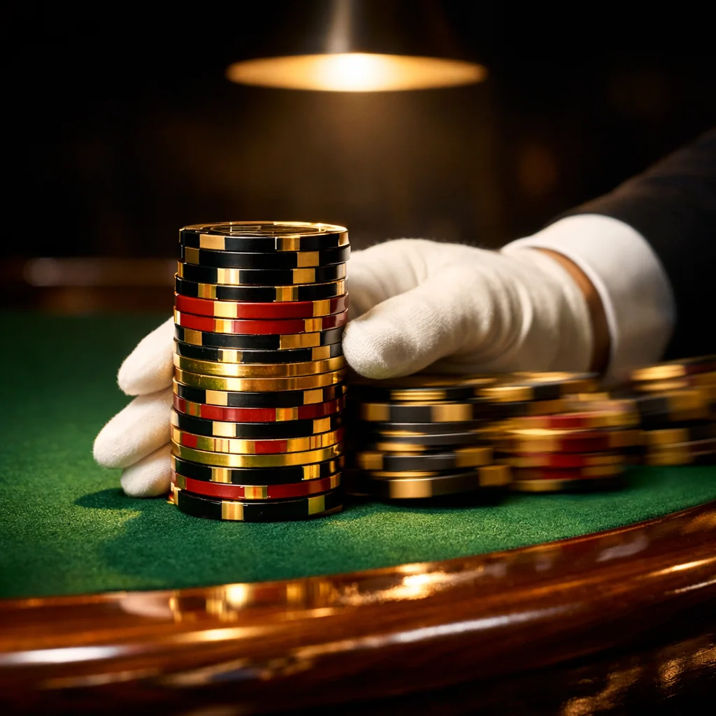 Stapel gouden casino chips macro opname zwart fluweel
